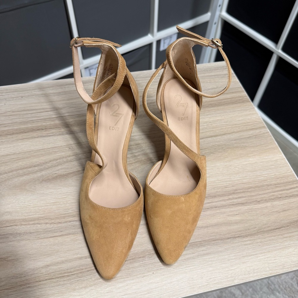 Naturalizer 27 Edit Abilyn Elegant Tan Strappy Suede Heels - Picture 4 of 8